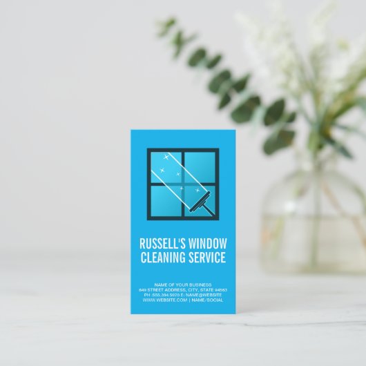 Squeegee Een raam schoonmaken Visitekaartje (Staand voorkant)