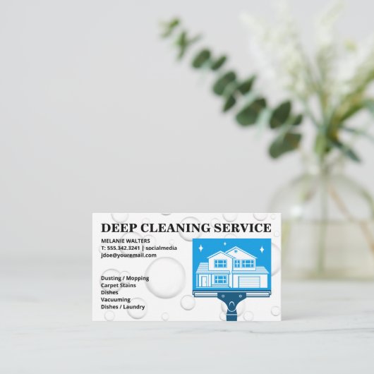 Squeegee Home Logo | Zeepbellen Visitekaartje (Staand voorkant)