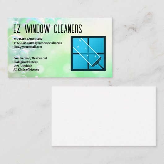 Squeegee Window Logo | schoonmaakmiddelen Visitekaartje (Voorkant / Achterkant)