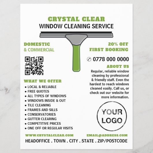 Squeegee, Windows Cleaner, Cleaner, Cleaning Servi Flyer (Voorkant)