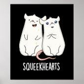 Squeekhearts Funny Mouse Lieverd Pun Dark BG Poster (Voorkant)