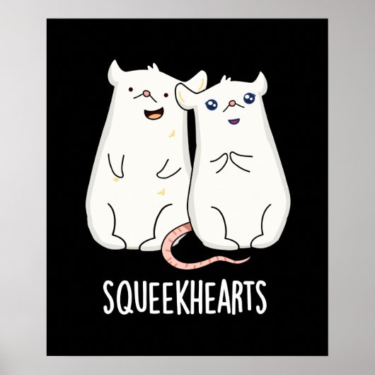 Squeekhearts Funny Mouse Lieverd Pun Dark BG Poster (Voorkant)