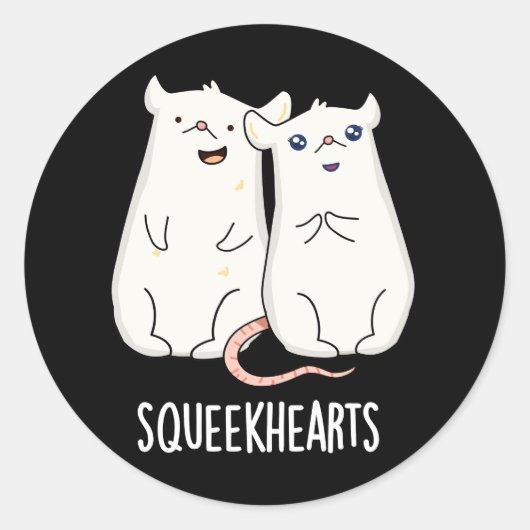 Squeekhearts Funny Mouse Lieverd Pun Dark BG Ronde Sticker (Voorkant)