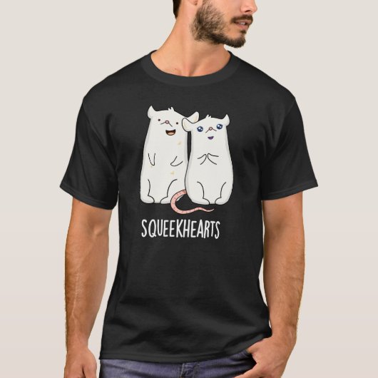 Squeekhearts Funny Mouse Lieverd Pun Dark BG T-shirt (Voorkant)