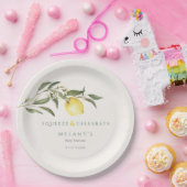 Squeeze & Celebrate Lemon Citrus Baby Shower Papieren Bordje (Feest)