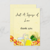 Squeeze of Love Lemonade Citroen Bruiloft Feestje Bedankkaart (Voorkant / Achterkant)