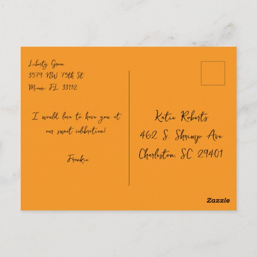 Squeeze of Love Lemonade Citroen Sinaasappel Bruid Briefkaart (Achterkant)