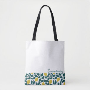 Squeeze the Day Citroen, Handgetekende Citrus Tote Bag