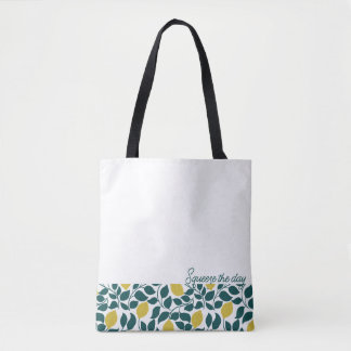 Squeeze the Day Citroen, Handgetekende Citrus Tote Bag