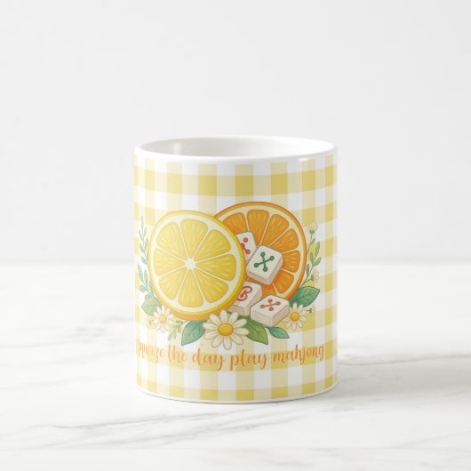 Squeeze the Day Citrus Gingham Mahjong  Koffiemok (Center)