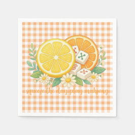 Squeeze the Day Citrus Gingham Mahjong Servet