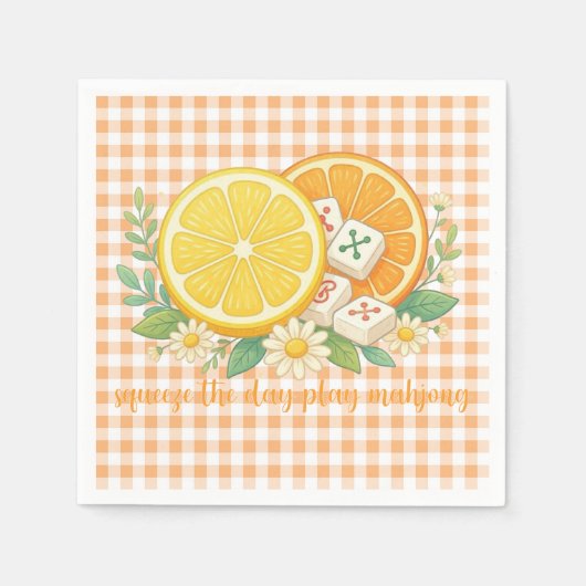 Squeeze the Day Citrus Gingham Mahjong Servet (Voorkant)