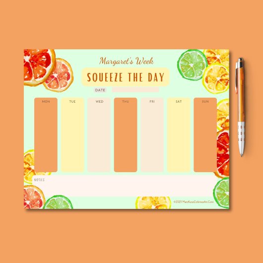 Squeeze The Day Citrus Motivatie Weekplanner Notitieblok