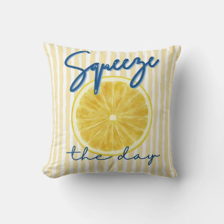 Squeeze the Day Lemon Motivational Quote Kussen