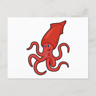 Squid at Poker met pokerkaarten Briefkaart