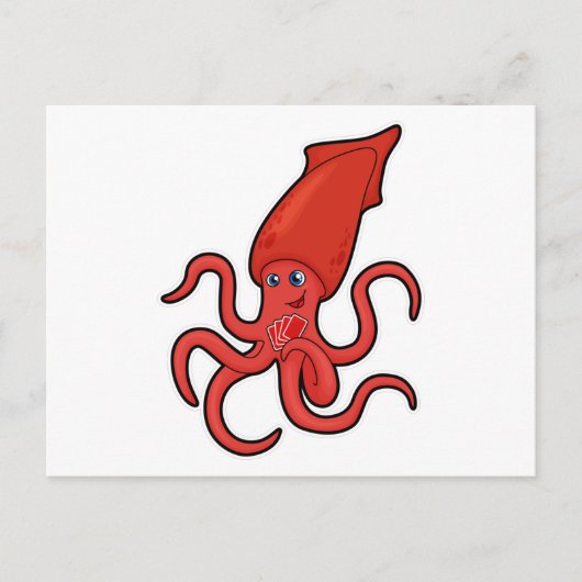 Squid at Poker met pokerkaarten Briefkaart (Voorkant)
