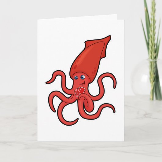 Squid at Poker met pokerkaarten Kaart (Voorkant)