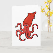 Squid at Poker met pokerkaarten Kaart (Gele Bloem)