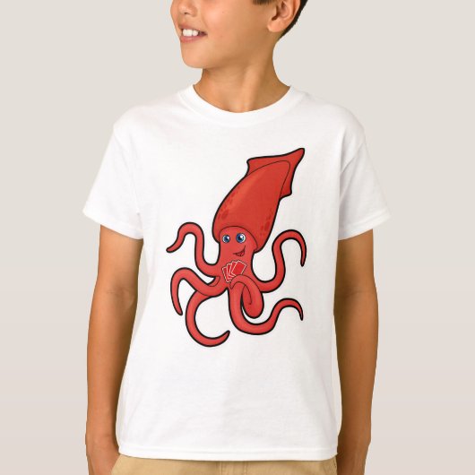 Squid at Poker met pokerkaarten T-shirt (Voorkant)