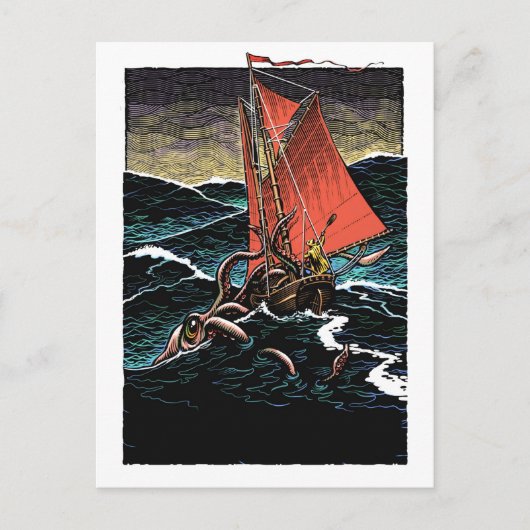 Squid Attack Briefkaart (Voorkant)