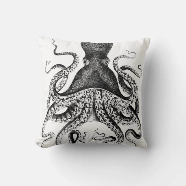 Squid Black en White Kussen (Voorkant)
