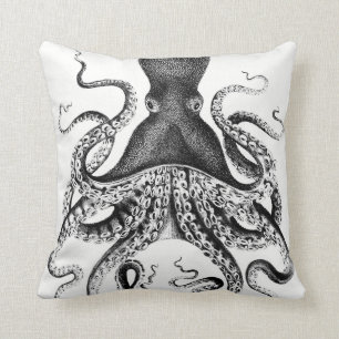 Squid Black en White Kussen