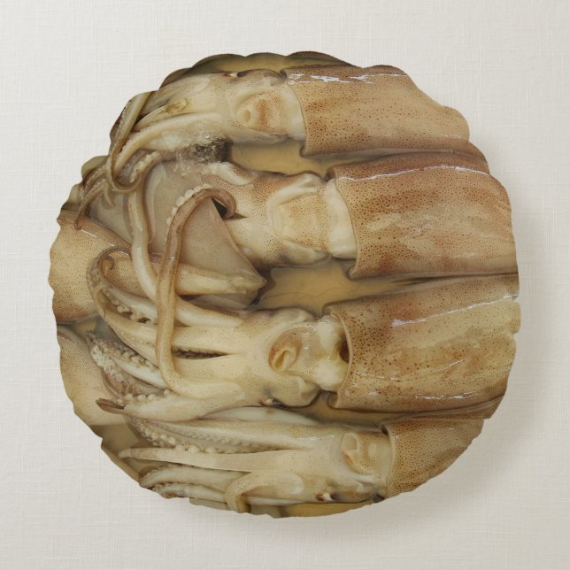 Squid - Calamari Rond Kussen (Voorkant)