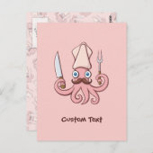 Squid Chef Cartoon Briefkaart (Voorkant / Achterkant)