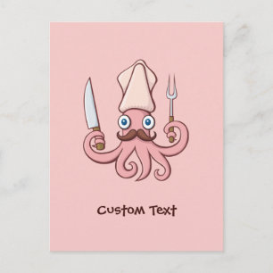 Squid Chef Cartoon Briefkaart