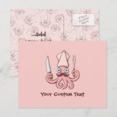 Squid Chef Cartoon Briefkaart (Voorkant / Achterkant)