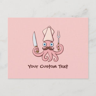 Squid Chef Cartoon Briefkaart