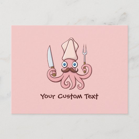 Squid Chef Cartoon Briefkaart (Voorkant)