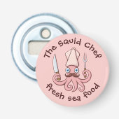 Squid Chef Cartoon Button Flesopener (Voorkant)