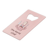 Squid Chef Cartoon Creditkaart Flessenopener (Voorkant Gekanteld)