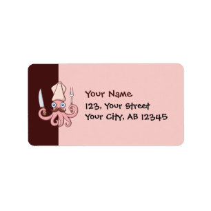 Squid Chef Cartoon Etiket