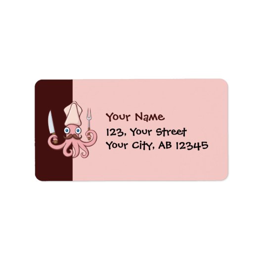 Squid Chef Cartoon Etiket (Voorkant)