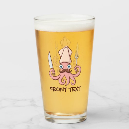 Squid Chef Cartoon Glas (Voorkant gevuld)
