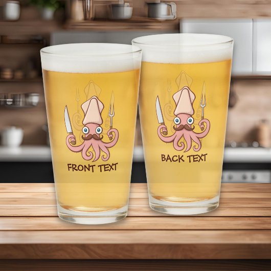 Squid Chef Cartoon Glas