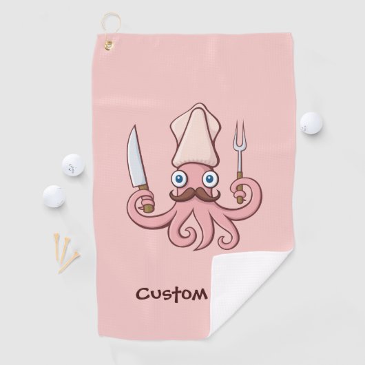 Squid Chef Cartoon Golfhanddoek (Insitu)