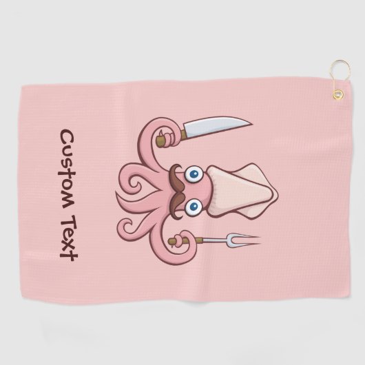 Squid Chef Cartoon Golfhanddoek (Horizontaal)