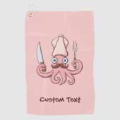 Squid Chef Cartoon Golfhanddoek (Voorkant)