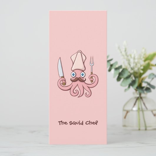 Squid Chef Cartoon Kaart (Staand voorkant)