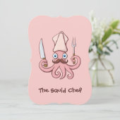 Squid Chef Cartoon Kaart (Staand voorkant)