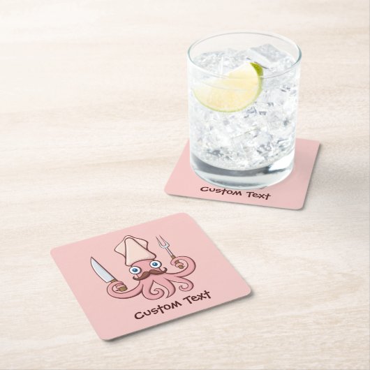 Squid Chef Cartoon Kartonnen Onderzetters (Insitu)