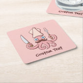 Squid Chef Cartoon Kartonnen Onderzetters (Schuin)