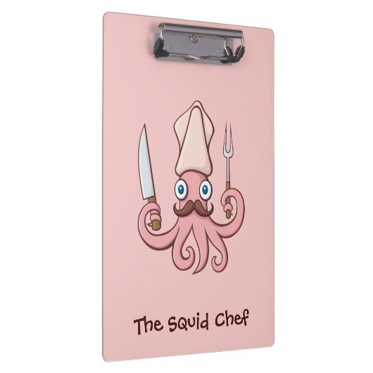 Squid Chef Cartoon Klembord (Rechts)