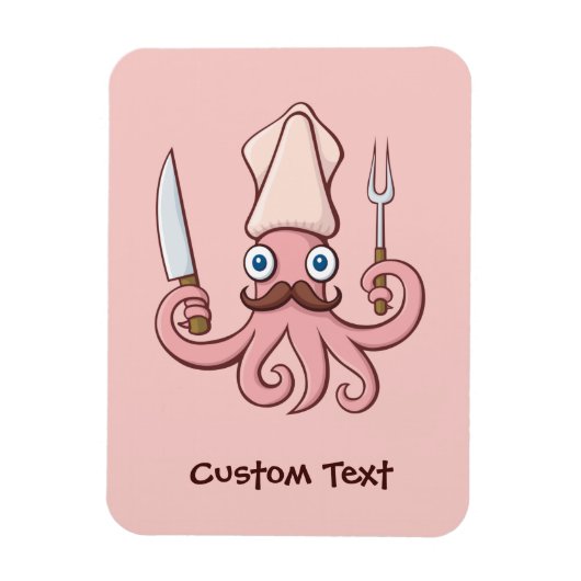 Squid Chef Cartoon Magneet (Verticaal)