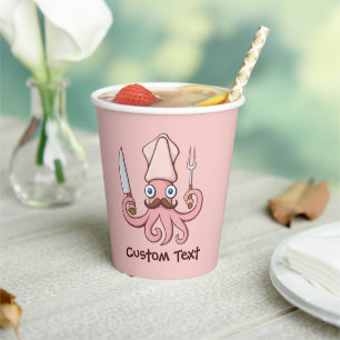 Squid Chef Cartoon Paper Cups Papieren Bekers