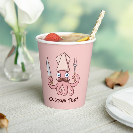 Squid Chef Cartoon Paper Cups Papieren Bekers (Insitu)
