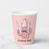 Squid Chef Cartoon Paper Cups Papieren Bekers (Voorkant)
